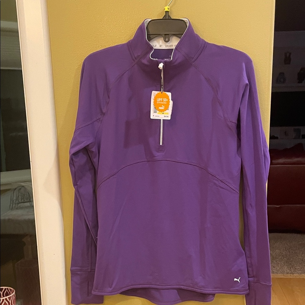 NWT Puma UPF 50+ Golf Women's Purple Half-Zip Performance Pullover